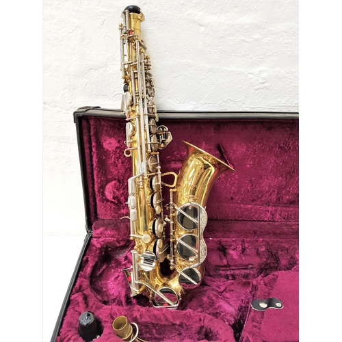 505 - AMATI KRASLICE SAXAPHONE
marked AAS 21 and 195690, with mouthpiece, neck strap and hard shell case