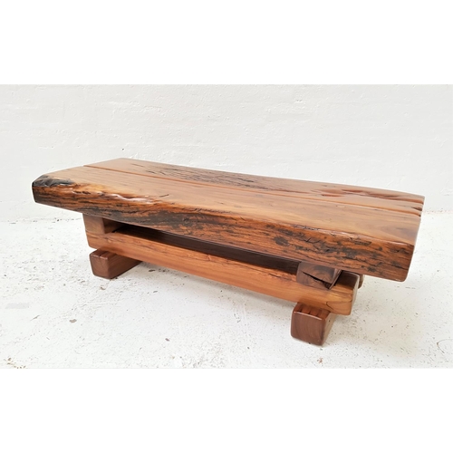 610 - TEAK OCCASIONAL TABLE
constructed from reclaimed railway sleepers, of narrow proportions on a simila... 