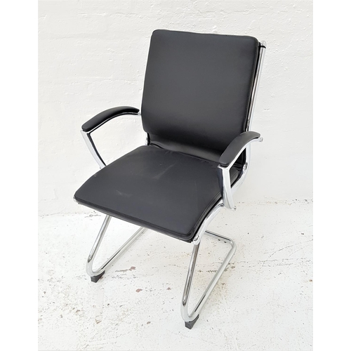 633 - CHROME FRAME OFFICE ARMCHAIR
in black leather effect, standing on a tubular chrome frame