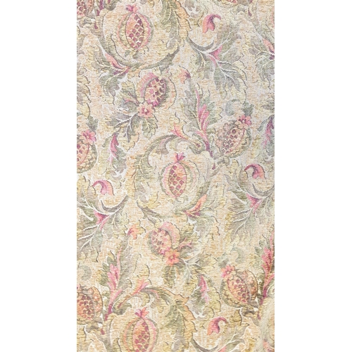 578 - PAIR OF LARGE BROCADE CURTAINS
lined, decorated with leaves and pomegranates, with seven varying siz... 