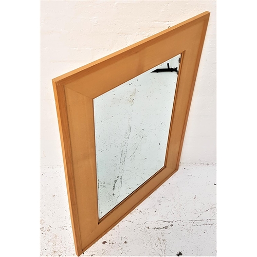 606 - LARGE LIGHT OAK WALL MIRROR
with a beveled plate in a stepped frame, 124cm x 93cm