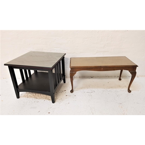 579 - ARTS AND CRAFTS STYLE OCCASIONAL TABLE
with a square moulded top above two open and two slatted side... 