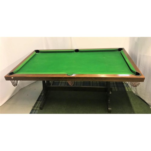 664 - COMBINATION SNOOKER/DINING TABLE
with a removeable two section oak top revealing a green baize lined... 