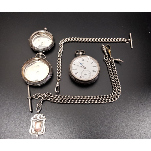 62 - VICTORIAN SILVER CASED POCKET WATCH 
the white enamel dial with Roman numerals and subsidiary second... 