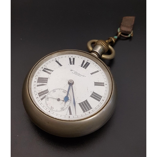 105 - MILITARY POCKET WATCH
the white enamel dial named to W. Ehrhardt London, with Roman numerals and sub... 