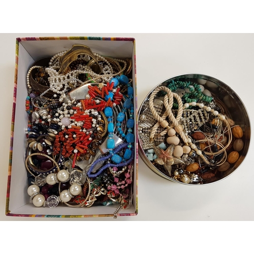 121 - LARGE SELECTION OF COSTUME JEWELLERY
including various bead necklaces such as turquoise and coral, s... 