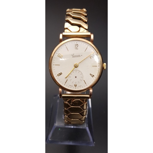 136 - GENTLEMAN'S EVERITE NINE CARAT GOLD CASED WRISTWATCH
the dial with five minute baton markers and sub... 