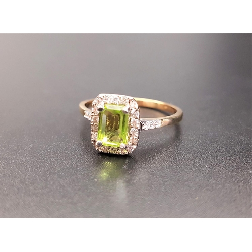 32 - PERIDOT AND DIAMOND CLUSTER RING
the central emerald cut peridot approximately 0.8cts, with diamond ... 