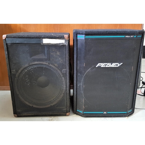 87 - TWO PEAVEY SPEAKERS
comprising a Eurosys 3, 65cm x 44cm x 36cm; and a Hisys 2XT, 68cm x 50cm x 38cm