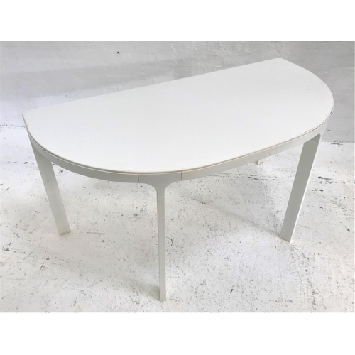 137 - IKEA 'BEKANT' METAL FRAMED D SHAPED TABLE
in white, 140cm wide