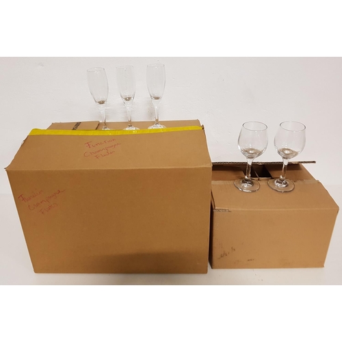 63 - LARGE SELECTION OF CHAMPAGNE FLUTES
together with eight small wine glasses