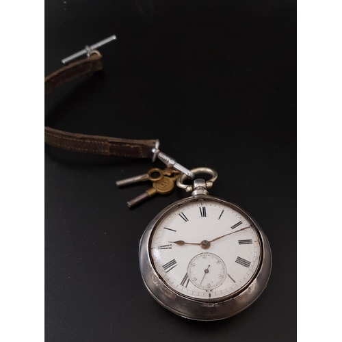 105 - VICTORIAN SILVER PAIR CASED POCKET WATCH
the white enamel dial with Roman numerals and subsidiary se... 