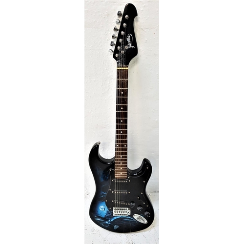 363 - JAXVILLE ELECTRIC GUITAR
with a black gloss body decorated with the Grim Reaper holding a skull in a... 