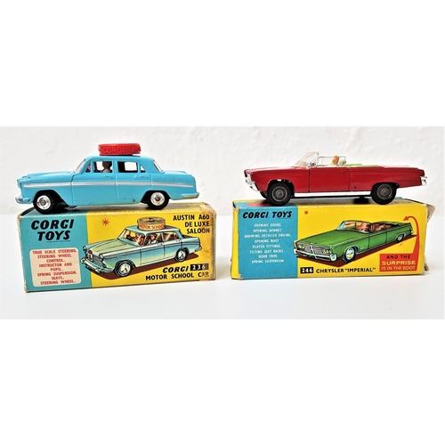 405 - VINTAGE CORGI 236 MOTOR SCHOOL CAR
the Austin A60 De Luxe Saloon in pale blue, boxed, together with ... 