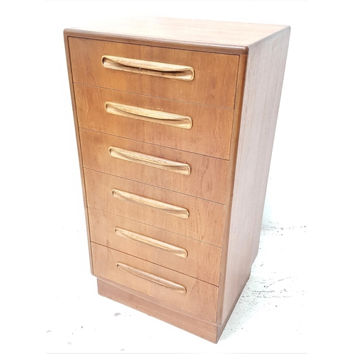 475 - G PLAN TEAK CHEST
with a moulded top above six drawers, standing on a plinth base, 103.5cm high