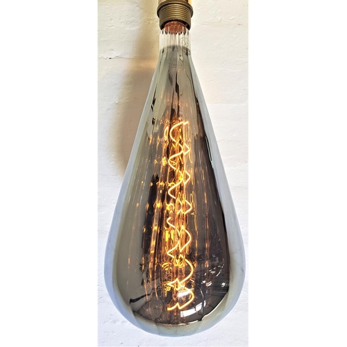 499 - TWO LARGE FEATURE LIGHT BULBS
of pear shape with a silvered finish and a decorative spiral filament,... 