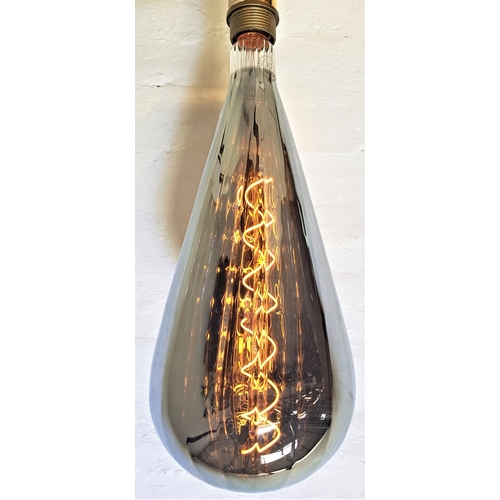 503 - TWO LARGE FEATURE LIGHT BULBS
of pear shape with a slivered finish and decorative spiral filament, s... 