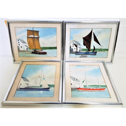 441 - BRIAN LARGE
four individual sail boats, watercolours, signed, two 15.5cm x 20.5cm and two 20.5cm x 1... 