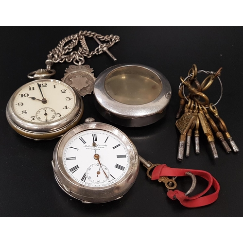 112 - SILVER POCKET WATCH
with white enamel dial marked 'Makers to the Admiralty. Kendal & Dent, London', ... 