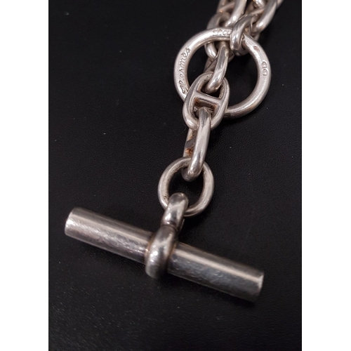 21 - HERMES PARIS 'CHAINE D'ANCRE' SILVER NECKLACE
with ring and T-bar clasp, marked to ring, 42cm long a... 