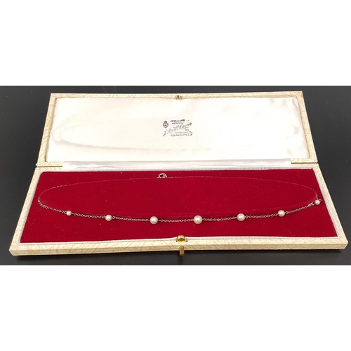 40 - PEARL SET NINE CARAT GOLD NECK CHAIN
the chain set with seven graduated pearls, total weight approxi... 