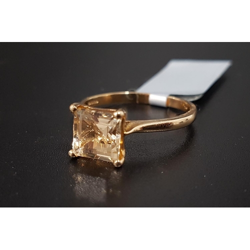 71 - CERTIFIED GOLDEN BERYL SINGLE STONE RING
the square cut Idar gold beryl weighing 1.61cts, on nine ca... 