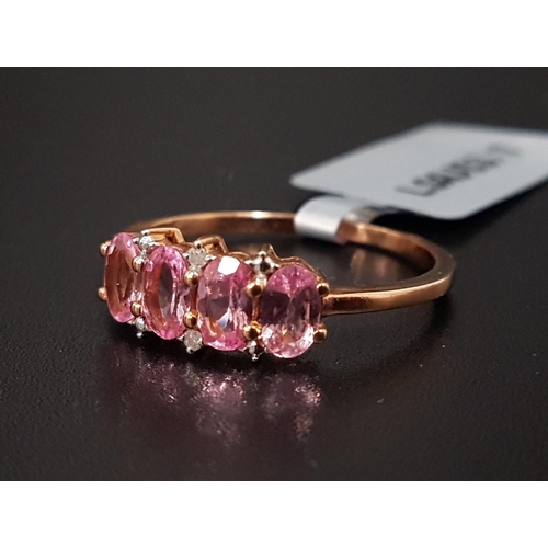 90 - CERTIFIED PINK SPINEL AND DIAMOND RING
the four oval cut pink spinels weighing 1.02cts in total, wit... 