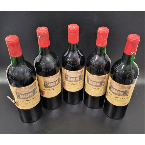 623 - CHATEAU MONBOUSQUET 1966
five bottles of Saint-Emilion Grand Cru red wine. Shipped and Bottled by Wh... 