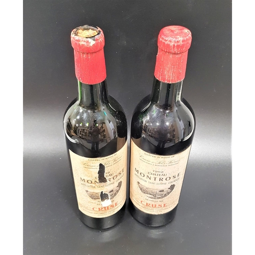 624 - CHATEAU MONTROSE 1962
two bottles of Saint-Estephe Red Bordeaux Wine. Produce of Cruse & Fils Freres... 