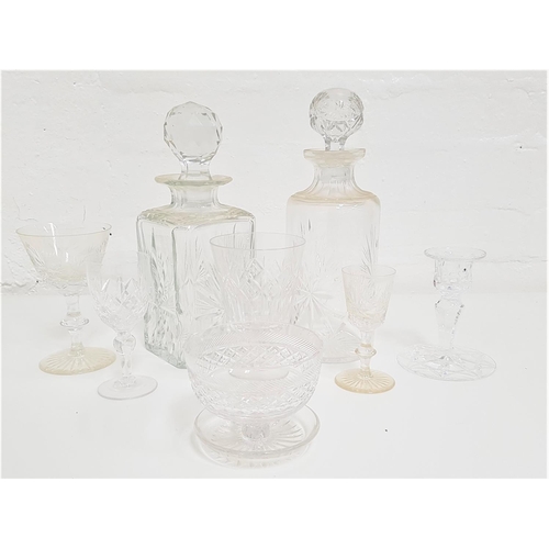 270 - SELECTION OF GLASSWARE
including a pair of Stuart chamber sticks, Edinburgh domed paper weight, thre... 