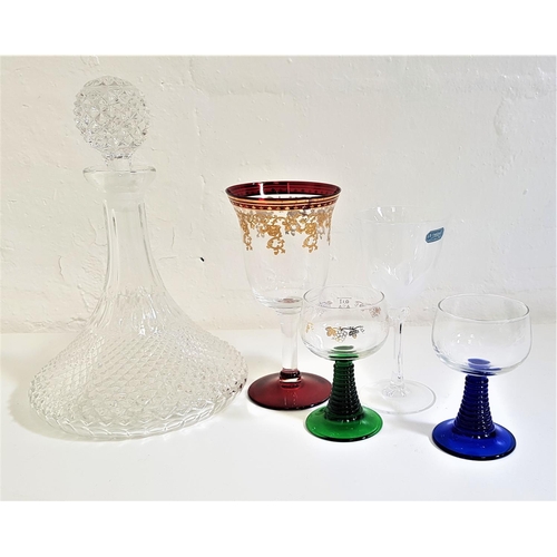 203 - SELECTION OF GLASSWARE
including a pair of RCR champagne flutes, boxed, six Durand wines with etched... 