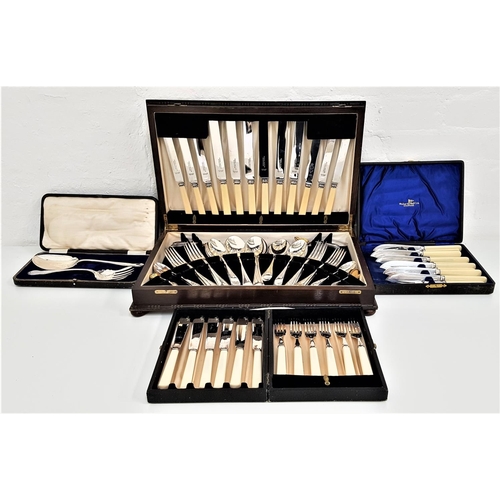 179 - SELECTION OF CASED SILVER PLATED FLATWARE
including an oak canteen with six place setting, mahogany ... 