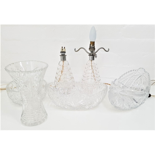 186 - SELECTION OF CRYSTAL GLASSWARE
including a Webb Corbett shaped lamp, 20cm high, a similar cut glass ... 