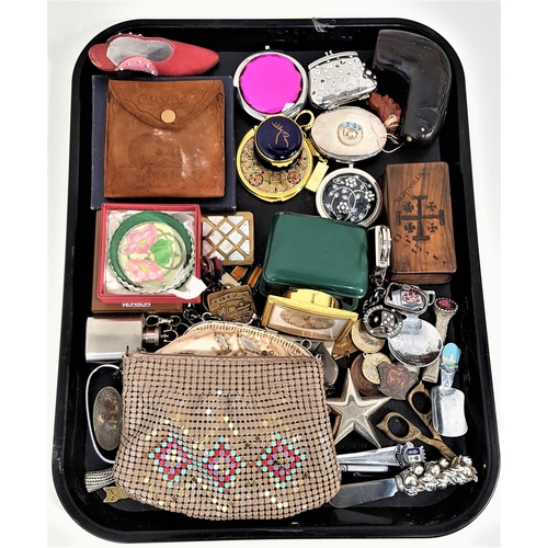 327 - SELECTION OF VINTAGE COLLECTABLES
including a metal link evening bag, a carved hard wood walking sti... 