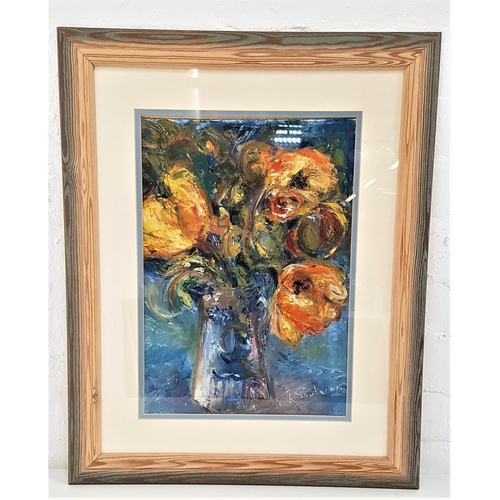 450 - R. STEPHENSON
Still life vase of flowers, oil on board, 37.5cm x 26cm