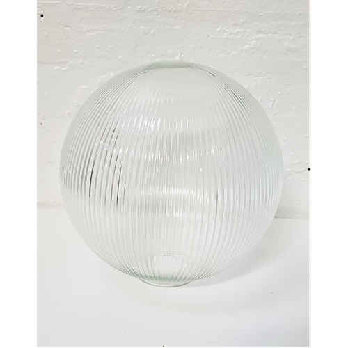 498 - LARGE BULBOUS GLASS SHADE
of ribbed form, 31cm high