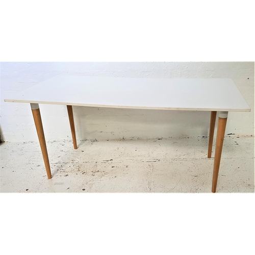 583 - IKEA GALANT DINING TABLE
with a white top, standing on turned tapering supports, 160cm x 80cm