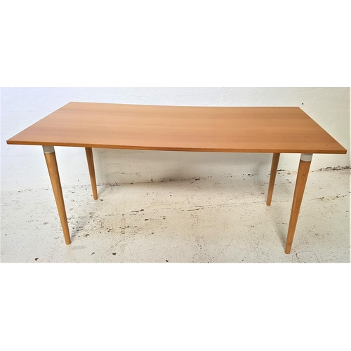 586 - IKEA GALANT DINING TABLE
with an oak effect top, standing on turned supports, 160cm x 80cm