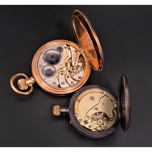 93 - GOLD PLATED FULL HUNTER POCKET WATCH
the white enamel dial with Arabic numerals and subsidiary secon... 