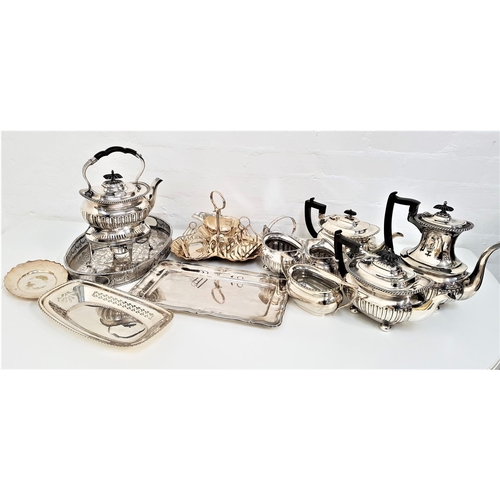 180 - LARGE SELECTION OF SILVER PLATE
including a Walker & Hall tea and coffee set comprising a spirit ket... 