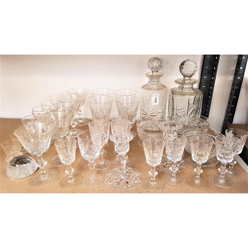 270 - SELECTION OF GLASSWARE
including a pair of Stuart chamber sticks, Edinburgh domed paper weight, thre... 