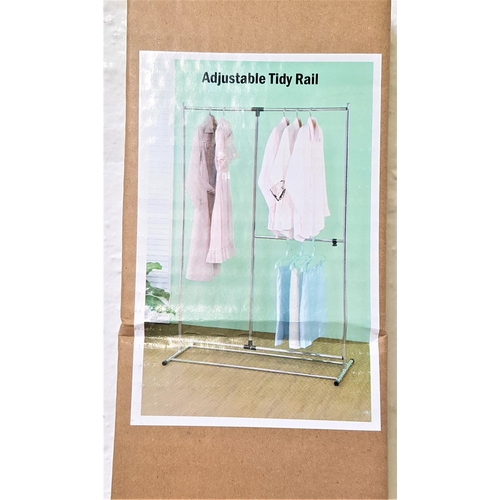 346 - ADJUSTABLE CLOTHES RAIL
of tubular form with various hanging rails, new and boxed