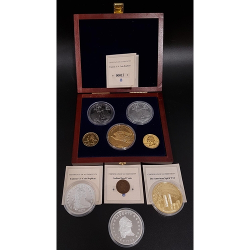 420 - FAMOUS U.S. COIN REPLICAS - THREE PIECE 1933 GOLD DOUBLE EAGLE PROOF COIN SET
together with The Amer... 