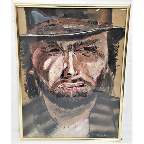 442 - JANE A MAGADYEN
The cowboy, possibly Clint Eastwood, pastel, signed, 56cm x 42cm