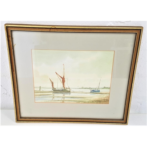 464 - ALAN WHITEHEAD (b. 1952)
Fishing boats at low tide, watercolour, signed, 13.5cm x 18.5cm; and B. WAL... 