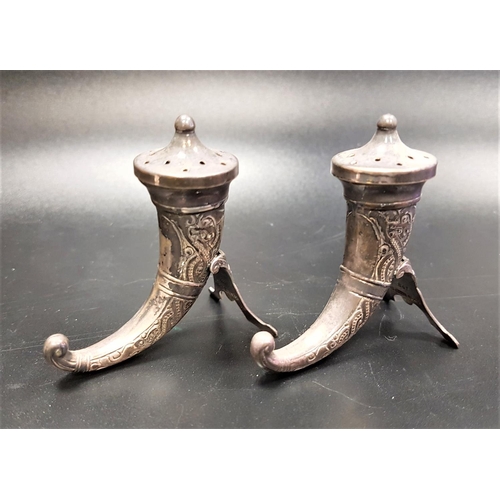 164 - PAIR OF NORWEGIAN SILVER CONDIMENTS
each of horn shape with an integral stand, maker Magnus Aase, 6.... 