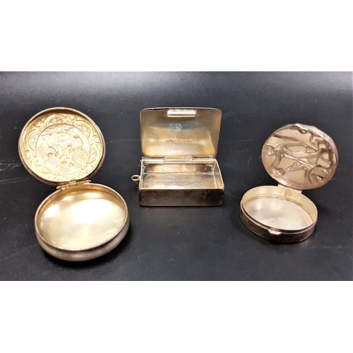 187 - TWO SILVER PILL BOXES AND A VESTA
the vesta of plain rectangular form, Birmingham 1886; the two circ... 