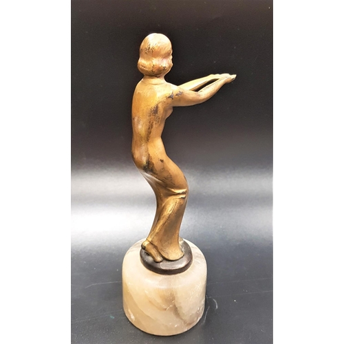 317 - ART DECO GILT BRONZE FIGURINE
the female figure with bent knees and outstretched arms, raised on cir... 