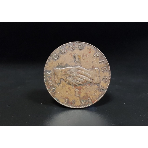 419 - 1791 SIERRA LEONE COMPANY PENNY
struck in bronzed copper, lion facing, AFRICA below, rev. clasped ha... 