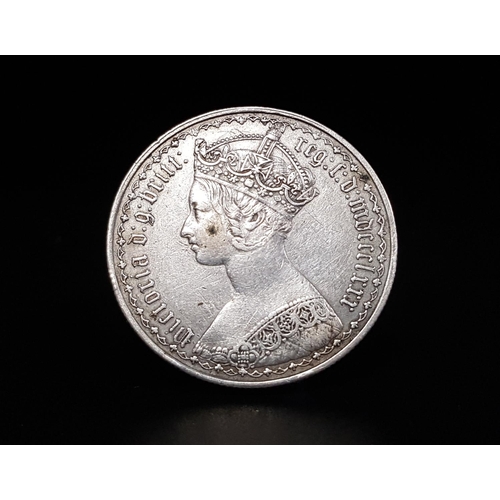 427 - 1880 VICTORIA GOTHIC FLORIN
dated 1880 AD. Gothic, obv: profile bust with 'Victoria d g britt reg f ... 